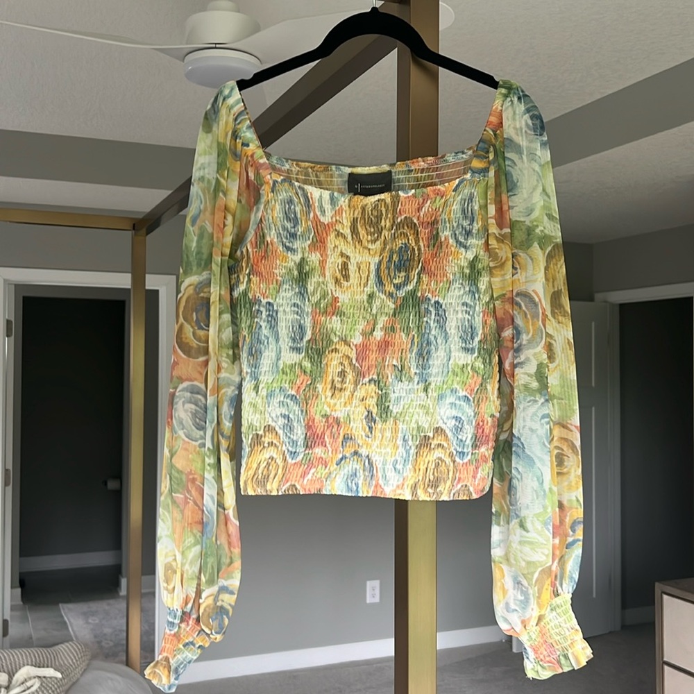 Anthropologie Tulle Floral top 💗